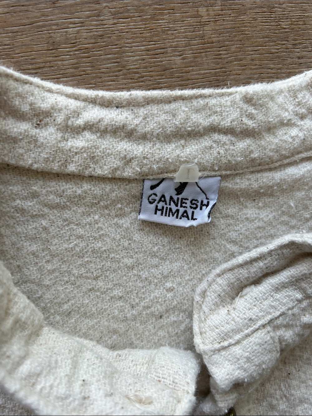 Ganni Cream Textured Henley with Chest Pocket - Picture 3 of 7